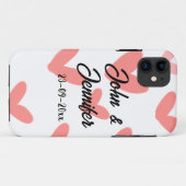 白シンプルミニマル文字スタイル結婚赤いハート Case-Mate iPhoneケース (裏面(横))