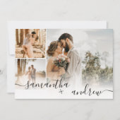 白シンプルミニマル脚本4枚結婚の写真 招待状 (正面)