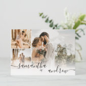 白シンプルミニマル脚本4枚結婚の写真 招待状 (スタンド正面)