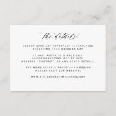 白シンプルミニマル黒の結婚詳細 エンクロージャーカード (正面)