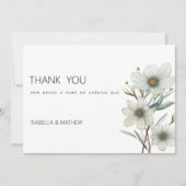 白シンプルミントグリーン春フローラありがとう 招待状 (正面)