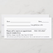 白シンプルモダンと黒のギフト券 (裏面)