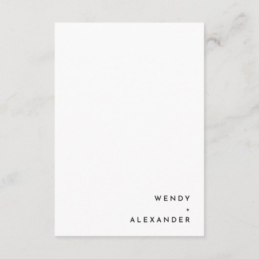 白シンプルモダンはっきりした結婚詳細 エンクロージャーカード (裏面)