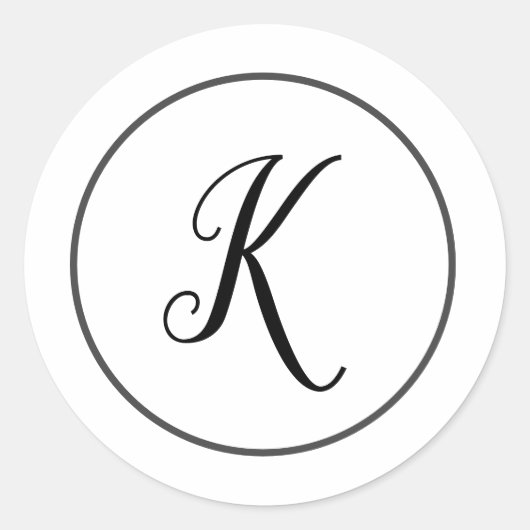 白シンプルモノグラミニマルム封筒用シール ラウンドシール (正面)