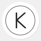 白シンプルモノグラミニマルム封筒用シール ラウンドシール (正面)