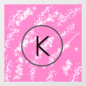 白シンプルモノグラムミニマルピンクグリッター水 ウィンドウサイン (シート)