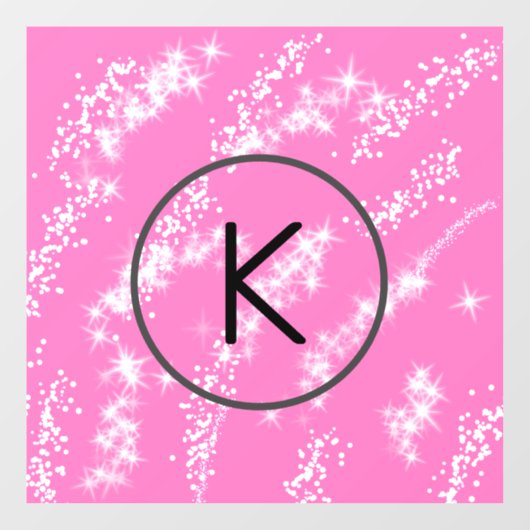 白シンプルモノグラムミニマルピンクグリッター水 ウィンドウサイン (シート)