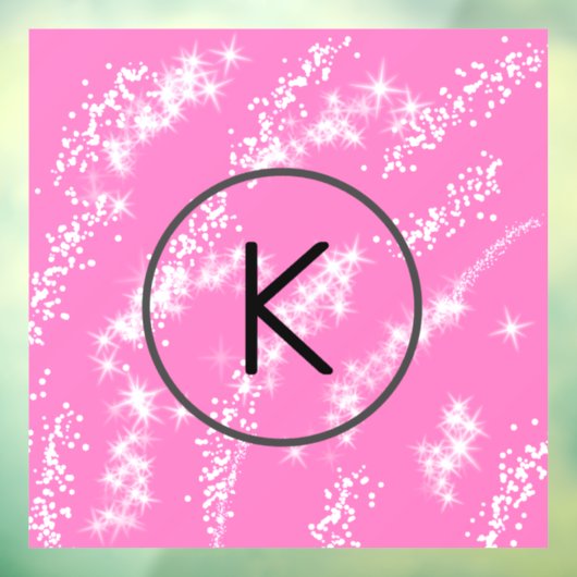 白シンプルモノグラムミニマルピンクグリッター水 ウィンドウサイン (シート3)