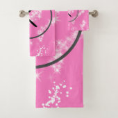 白シンプルモノグラムミニマルピンクグリッター水 バスタオルセット (インサイチュ)