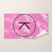 白シンプルモノグラムミニマルピンクグリッター水 バスタオルセット (ハンドタオル)