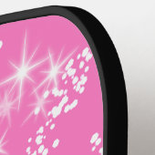 白シンプルモノグラムミニマルピンクグリッター水 ピックルボールラケット (左詳細)