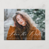 白シンプルレタリング卒業賞期日 ポストカード (正面)