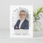 白シンプル人写真第70回誕生日パーティー 招待状 (スタンド正面)