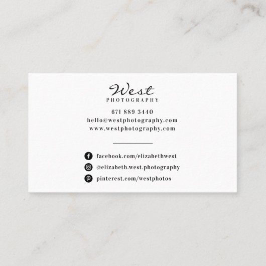 白シンプル写真撮影トレンディー写真書道 名刺 (裏面)