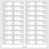 白シンプル化粧品JARラベル1.25インチx 6.5インチ シール (シート)