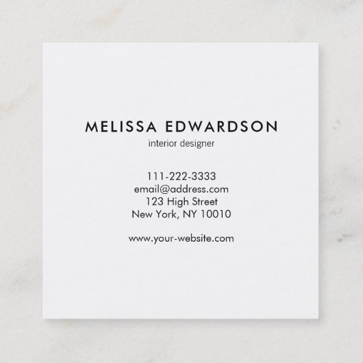 白シンプル大理石プロフェッショナル スクエア名刺 (裏面)
