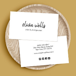 白シンプル手書きソーシャルメディアのアイコン 名刺