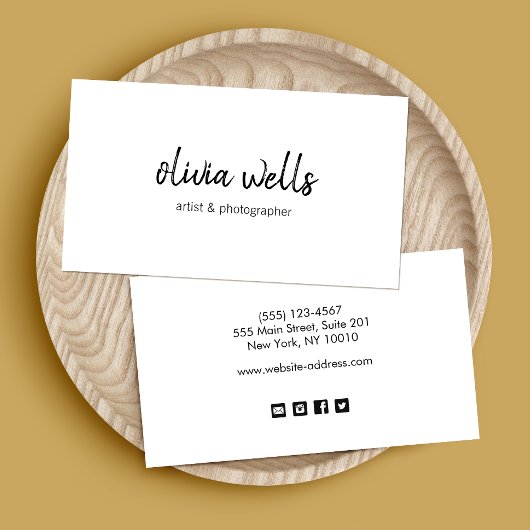 白シンプル手書きソーシャルメディアのアイコン 名刺