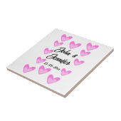 白シンプル文字ミニマルスタイル結婚ピンカハート タイル (側面)