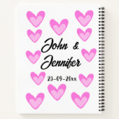 白シンプル文字ミニマルスタイル結婚ピンカハート ノートブック (裏面)