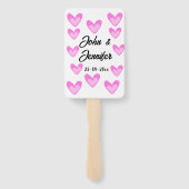 白シンプル文字ミニマルスタイル結婚ピンカハート ハンドファン (裏面)