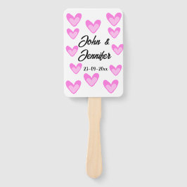 白シンプル文字ミニマルスタイル結婚ピンカハート ハンドファン