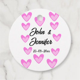 白シンプル文字ミニマルスタイル結婚ピンカハート フェイバータグ