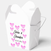 白シンプル文字ミニマルスタイル結婚ピンカハート フェイバーボックス (見開き)