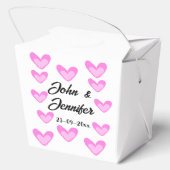 白シンプル文字ミニマルスタイル結婚ピンカハート フェイバーボックス (裏面)