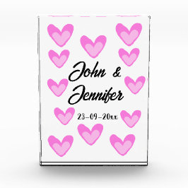 白シンプル文字ミニマルスタイル結婚ピンカハート フォトブロック