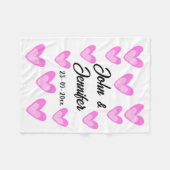 白シンプル文字ミニマルスタイル結婚ピンカハート フリースブランケット (正面(横))