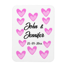 白シンプル文字ミニマルスタイル結婚ピンカハート マグネット