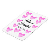 白シンプル文字ミニマルスタイル結婚ピンカハート マグネット (左側)