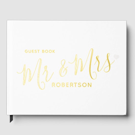 白シンプル文字リトルハートカスタムウェディング ゲストブック (正面)