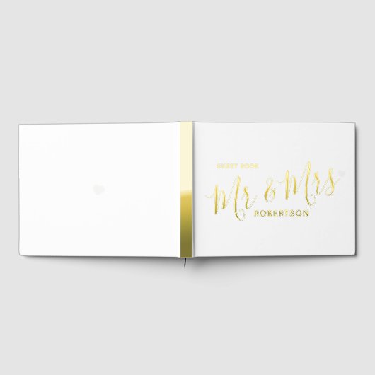 白シンプル文字リトルハートカスタムウェディング ゲストブック (全面)