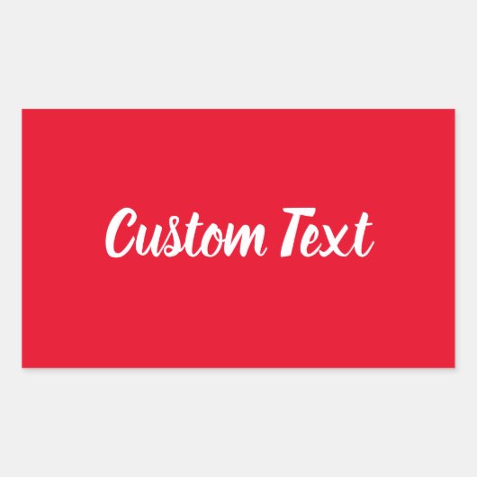 白シンプル文字付き明るい赤文字テンプレート 長方形シール (正面)