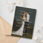 白シンプル書の結婚式の日写真 招待状