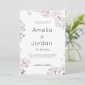 白シンプル桃色さくらんぼフローラ結婚ズ 招待状 (スタンド正面)