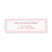 白シンプル桃色の水彩差出人住所ラベル ラベル (正面)