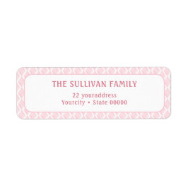 白シンプル桃色の水彩差出人住所ラベル ラベル