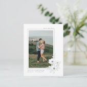 白シンプル灰色アネモネアートフローラ保存日 案内ポストカード (スタンド正面)