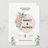 白シンプル結婚式招待状 招待状 (正面/裏面)