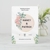 白シンプル結婚式招待状 招待状 (スタンド正面)