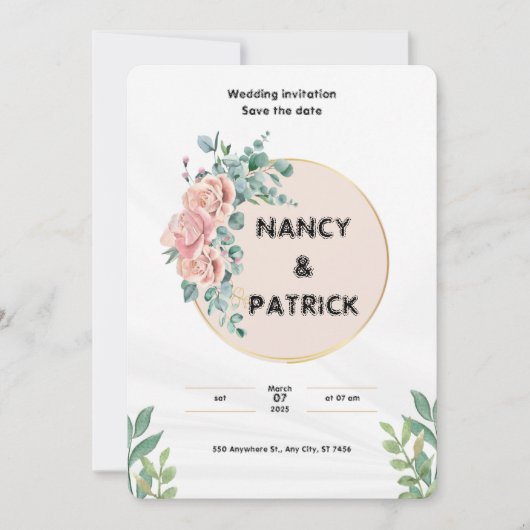 白シンプル結婚式招待状 招待状 (正面)