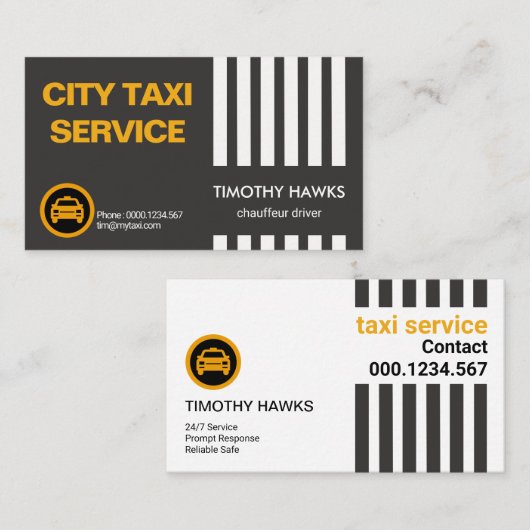 白シンプル線縦断路タクシー 名刺 (正面/裏面)
