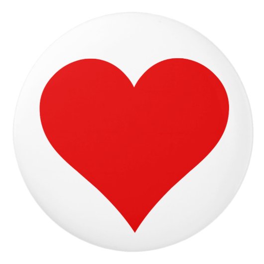 白シンプル背景セラミックプル上の赤いハート セラミックノブ (正面)