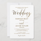 白シンプル色のエレガントと銅の結婚外観 招待状 (正面)