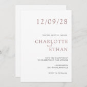 白シンプル茶エレガントの招待 招待状 (正面/裏面)