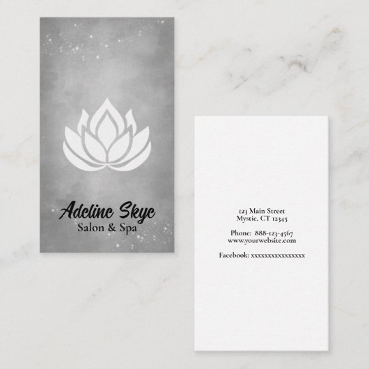 白シンプル蓮 名刺 (正面/裏面)