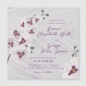 白シンプル蘭フローラ結婚式招待状カード マグネット招待状 (正面)